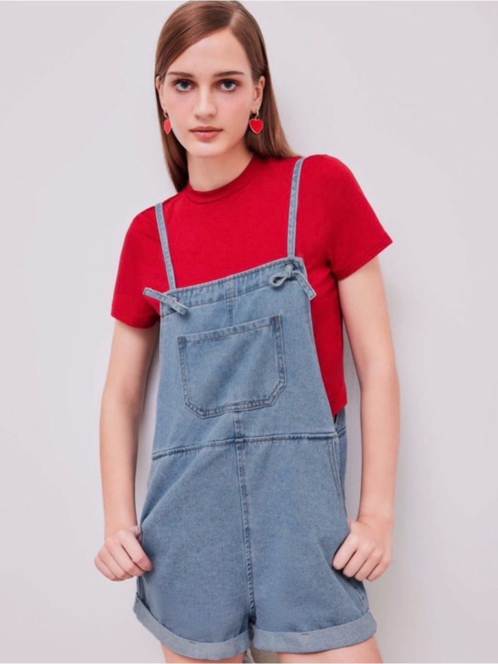 Cider Women’s Large Denim Overalls Shorts